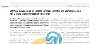 Software-Erweiterung für Outlook 2010 zur Signatur und Verschlüsselung von E-Mails „versteht“ jetzt alle Sprachen