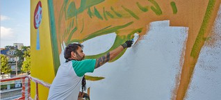 Graffiti-Künstler Speto und das Herz auf der Kirche