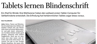 Tablets lernen Blindenschrift