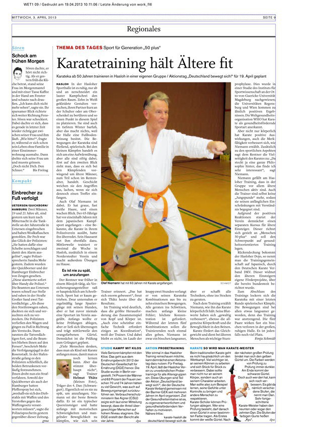 Karatetraining hält Ältere fit