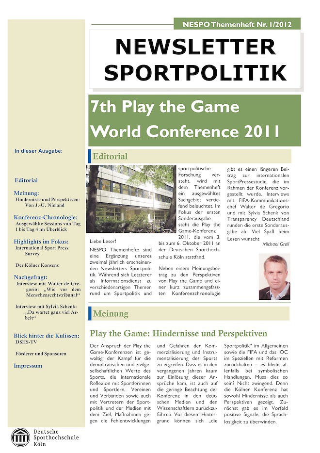 Newsletter Sportpolitik 01.2012 - Interview mit Sylvia Schenk (S. 2-6)