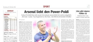 WAZ-Artikel: Arsenal liebt den Power-Poldi 