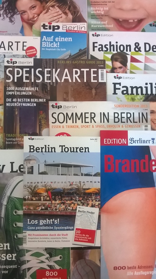 Stadtmagazin tip Berlin, tip Edition, tip Speisekarte, Edition Berliner Zeitung