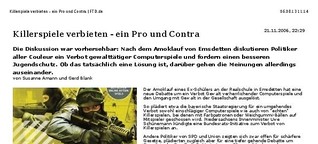 Killerspiele verbieten – ein Pro und Contro / FTD.de / 21.11.06