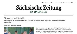 Sächsische Zeitung: Ralf Rangnick - Vordenker und Vorbild