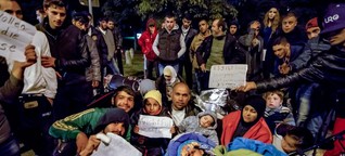Bewohner von Flüchtlingsunterkunft protestieren in Jenfeld