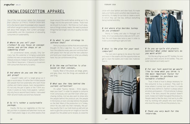 SUPERIOR MAGAZINE February Issue Interview KNOWLEDGE COTTON APPAREL