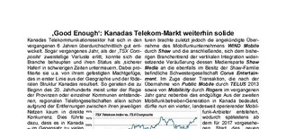 'Good Enough': Kanadas Telekom-Markt weiterhin solide