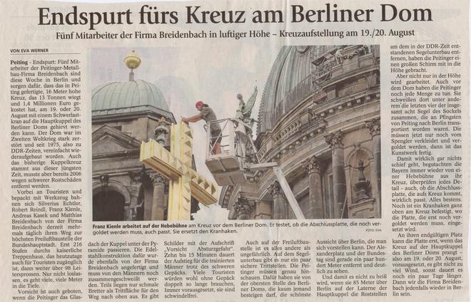Endspurt fürs Kreuz am Berliner Dom