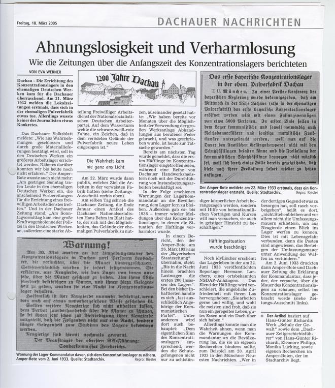 Anfangszeit des KZ Dachau in zeitgenössischen Zeitungen