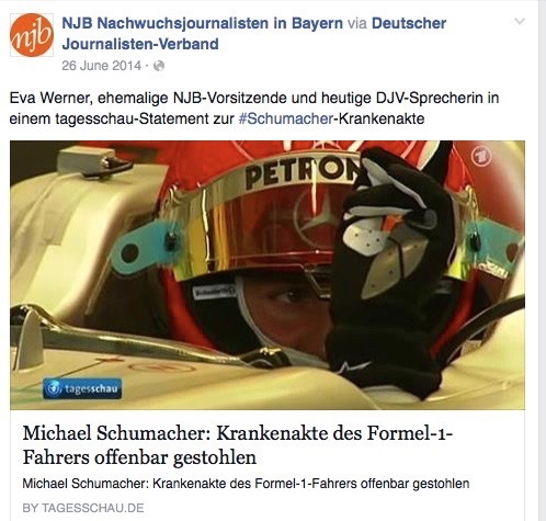Tagesschau-Statement zum Diebstahl von Michael Schumachers Krankenakte / 24.6.2014