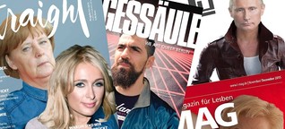 Merkel, Putin und Bushido auf dem Cover eines Gay-Magazins