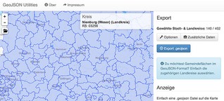 GeoJSON Utilities - Anzeige, Auswahl und Export von Verwaltungsgebieten in Deutschland