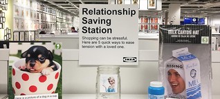 Comedian plants 'relationship saving station' in California IKEA