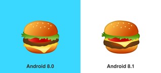 Burger-Emoji: Bei Android 8.1 liegt der Käse auf der Bulette