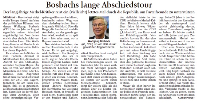Bosbachs lange Abschiedstour