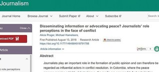 Disseminating information or advocating peace? Journalists' role perceptions in the face of conflict