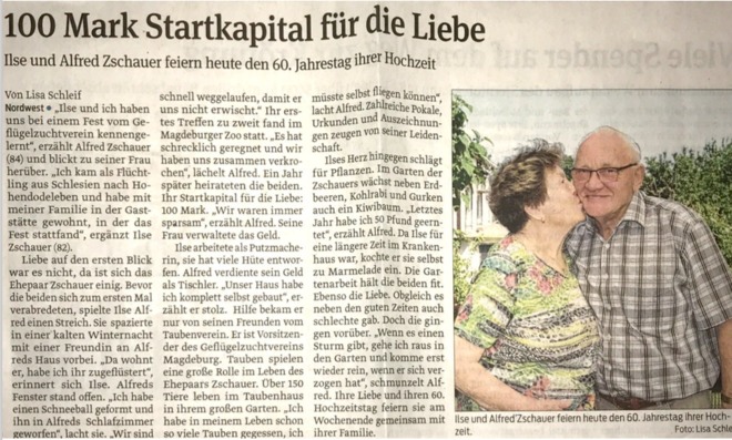 100 Mark Startkapital für die Liebe (Magdeburger Volksstimme, 04/2018)