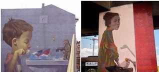 Wandkunst mit Aussage: Dieser Graffiti-Künstler verwandelt Europas Häuserwände in Cartoons