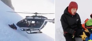 Dieser Helikopter kracht nicht in den Hang - Pilot rettet mit sagenhaftem Manöver verunglückten Skifahrer
