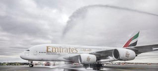 Der Neue am Flughafen Hamburg: Willkommen, Super-Flieger! Hier wird der A380 geduscht