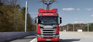 E-Autobahn: Scania-Truck mit Stromabnehmer