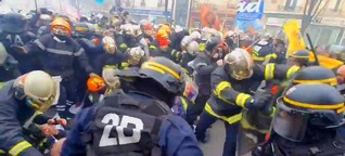 Frankreichs Polizei geht brutal gegen streikende Feuerwehrleute vor