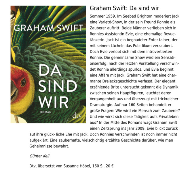 Rezension von Graham Swifts "Da sind wir"