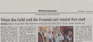 Wilhelmshavener Zeitung: Wenn das Geld und die Freunde auf einmal fort sind
