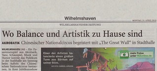 Wilhelmshavener Zeitung: Wo Balance und Artistik zu Hause sind 