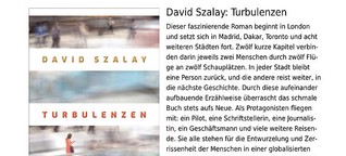 Rezension von David Szalays "Turbulenzen" 