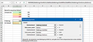 Excel Tabellenfunktion WennS, Bedingung mit mehreren Varianten.