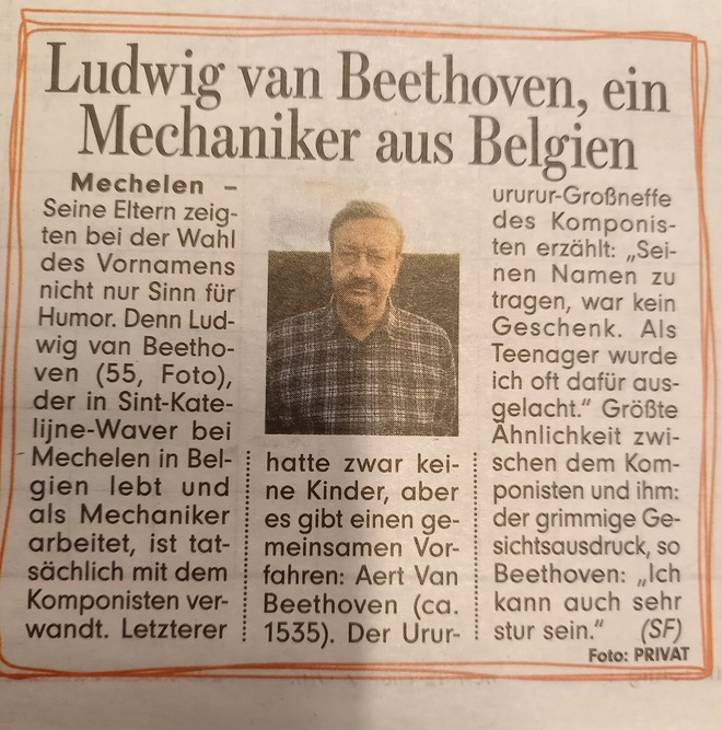 Ludwig van Beethoven, ein Mechaniker aus Belgien