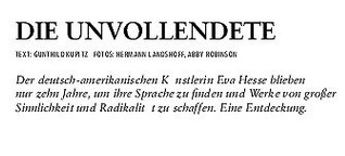 Eva Hesse: Die Unvollendete