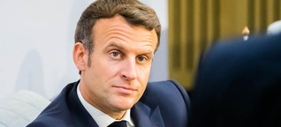 Präsident Macron fängt mit seiner Wahlkampagne an