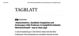 «Nazischweine», Goebbels-Vergleiche und Drohungen: HSG-Professor in Impfpflicht-Debatte übel beschimpft – was er dazu sagt