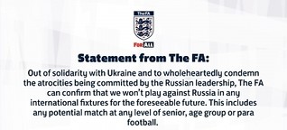 England Not To Play Football With Russia In The Foreseeable Future Owing To War With Ukraine