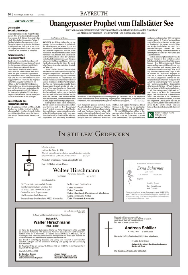 Hubert von Goisern präsentiert in Bayreuth "Zeiten & Zeichen"