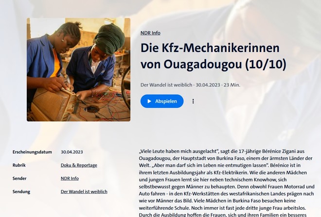 Die Kfz-Mechanikerinnen von Ouagadougou