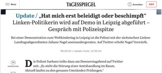 „Hat mich erst beleidigt oder beschimpft“: Linken-Politikerin wird auf Demo in Leipzig abgeführt – Gespräch mit Polizeispitze