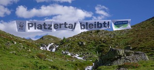 Protestaktion „Platzertal bleibt!" auf 2350 Meter Seehöhe