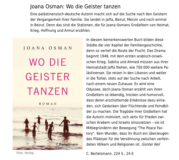 Rezension von Joana Osmans Buch "Wo die Geister tanzen"
