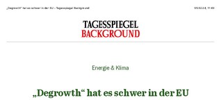„Degrowth“ hat es schwer in der EU -Tagesspiegel Background