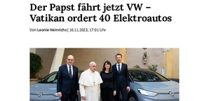 Papst fährt jetzt VW: Vatikan ordert 40 ID.-Elektroautos