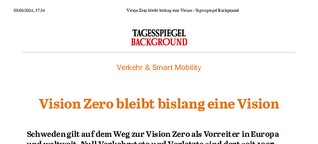 Vision Zero bleibt bislang eine Vision - Tagesspiegel Background